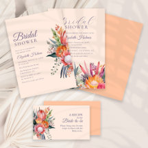 Peach Fuzz Tropical Flowers Bridal Shower Suite