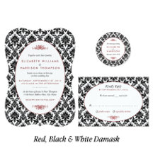 Vintage Red, Black & White Damask Wedding