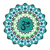 Mandala Yoga Om Blue Green Kaleidoscope Design
