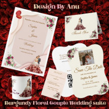 Modern Burgundy Floral Couple Wedding suite