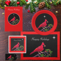 Holiday Cardinal on Black & Red