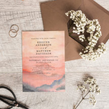 Rustic Sunset Mountain Watercolor Wedding