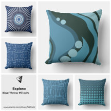 Blue Custom Throw Pillows
