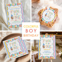  Retro Colorful Boy 1st Birthday