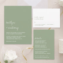 Modern Script Sage Green Minimalistic Wedding