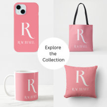 Monogram Name Modern Stylish Pink Home Accessories