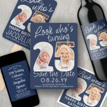 25th Birthday Party Invites & Decor • DIY Colors