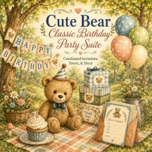 Cute Bear Classic Birthday Party Suite
