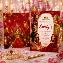 Luxury Princess Friends Birthday Invitation
