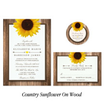 Country Rustic Sunflower & Brown Wood Wedding