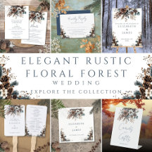 Rustic Pinecone Floral Wedding Invitation Suite