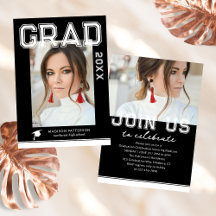 Grad Photo Graduation Party Modern Elegant Script