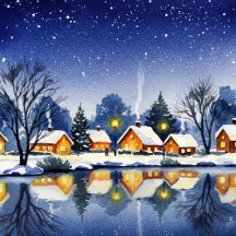 Watercolor snowy winter illustrations