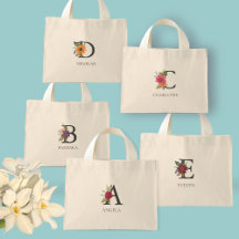 Modern Floral Customizable Monogrammed Mini Tote