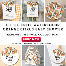 Little Cutie Watercolor Orange Citrus Baby Shower 