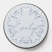 Classic Grey Blue Flower Design