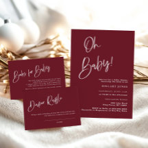 Modern Winter Festive Burgundy Red Baby Shower