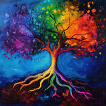 Colorful Tree of Life Roots Knowledge Wisdom Peace