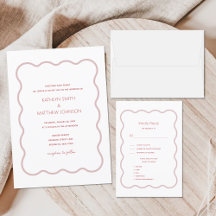 Wavy Border Modern Retro Wedding 