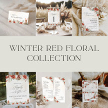 Winter Red Greenery Pinecone Wedding Collection