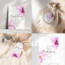 Minimalist elegant Pink Flower Bridal Shower