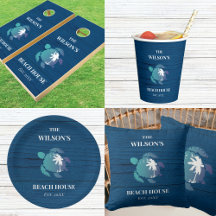 SEA TURTLE WITH BLUE WOOD BEACH HOUSE LIVING