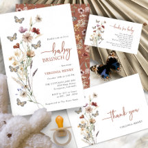 Terracotta Boho Wildflower Butterflies Baby Shower