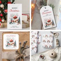Cute Christmas Woodland Mushrooms Collection