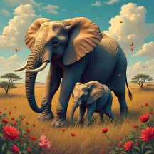 Serengeti Mama and Baby Elephant Collection 