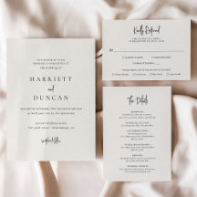 Timeless Neutral Beige Wedding Invitation Suite