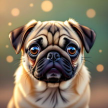 A Cute Close up Pug Illustration