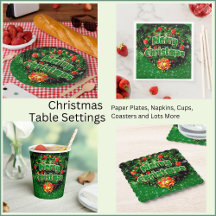 50+ Matching Green Merry Christmas Gold Bells Set