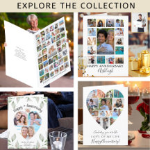 Unique Anniversary Photo Collage Greetings Cards 