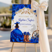 Royal Blue Gold Cowboy Quinceañera Bundle Suite