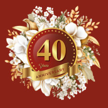 Burgundy Gold Floral 40th Wedding Anniversary 