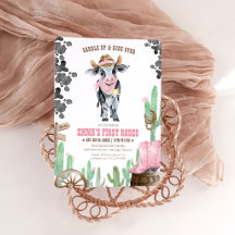 First Rodeo 1st Birthday Baby Cow Pink Suite