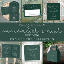 Emerald Green Minimalist Chic Script Wedding Suite