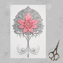 Poinsettia Line Drawing Tissue Paper ZG