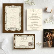 Vintage Lace Mocha Brown Old Money Wedding