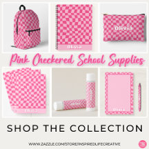 Preppy Pink Checkered School Supplies