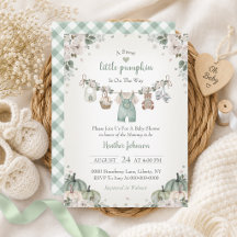 Sweet Little Pumpkin Cool Sage Autumn Baby Shower