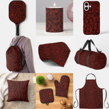 Abstract Contemporary Black Crosshatch On Red Rust