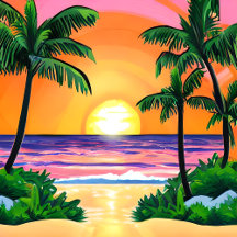Stunning Watercolor Palm Trees Sunset