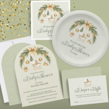 Christmas Watercolor Greenery Winter Baby Shower