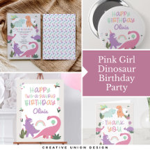 Pink Girl Dinosaur Birthday Party