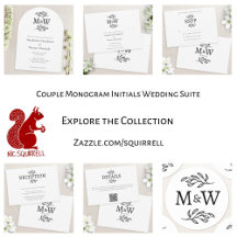 Modern Wedding Couple Monogram Initial Suite