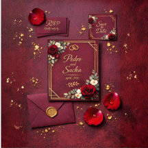 Burgundy Gold Fall Winter Garden Wedding Suite