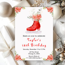 Ice Skating Red Birthday and Christmas