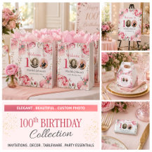 Elegant Pink Floral 100th Birthday Party Theme