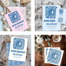 Moon Glow Blue Boho Baby Shower Collection